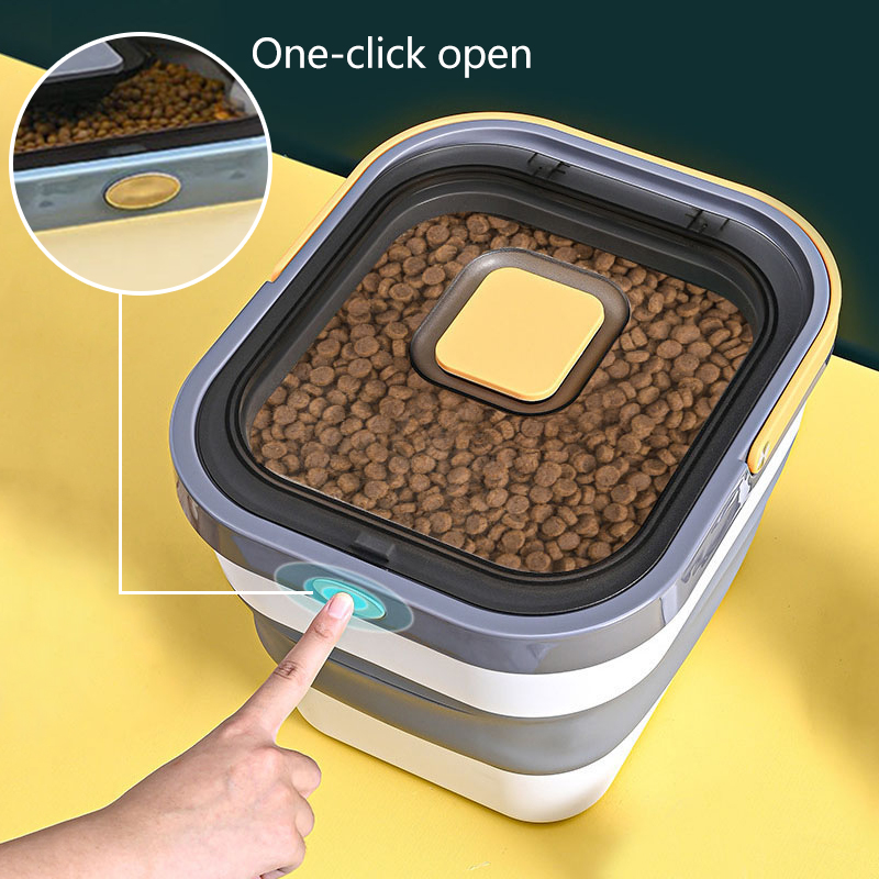 Opvouwbare voedselcontainer voor huisdieren van 10 kg voor honden en katten, emmer voor droogvoer, huishoudelijke rijst, verzegelde container, accessoires voor huisdieren